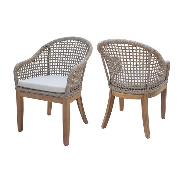 Set of Two Outdoor Teak Patio Dining Chair with Cushions