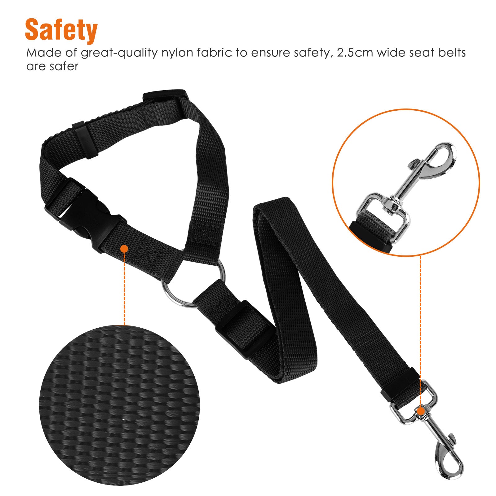 2pcs Adjustable Dog Seat Belt Pet， EEEkit Dog Cat Car Seatbelt Safety Tether Adjustable Harness Belts Pet Leash - Heavy Duty Nylon Seatbelts - Universal Fit Cars Truck SUV