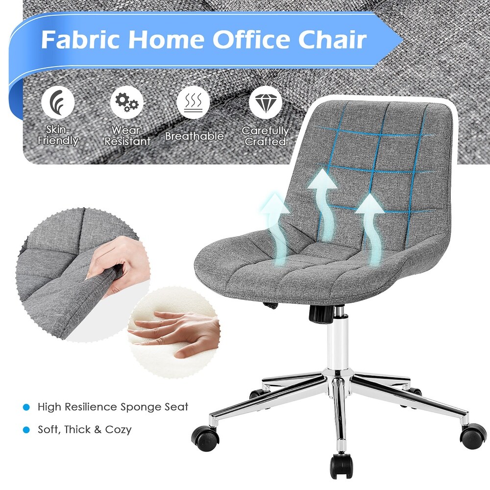 Costway Mid Back Armless Office Chair Adjustable Swivel Fabric Task