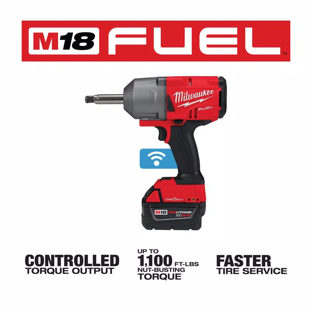 Milwaukee M18 ONE-KEY FUEL 18-Volt Lithium-Ion Brushless Cordless 1/2 in. Impact Wrench with Extended Anvil Kit with 2 Batteries and#8211; XDC Depot