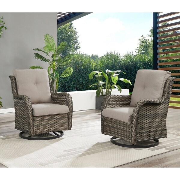 Pocassy 5Piece Outdoor Wicker Sofa Set with Swivel Chairs