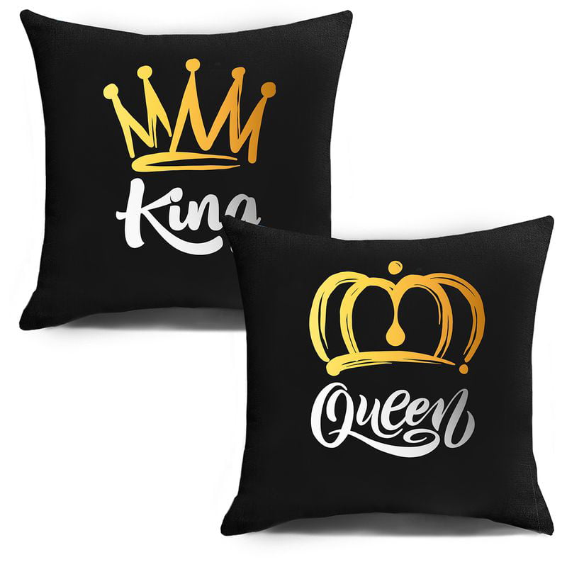 PWFE Double Sided Valentine's Day Mother's Day King Queen Throw Pillow 18x18 Inch