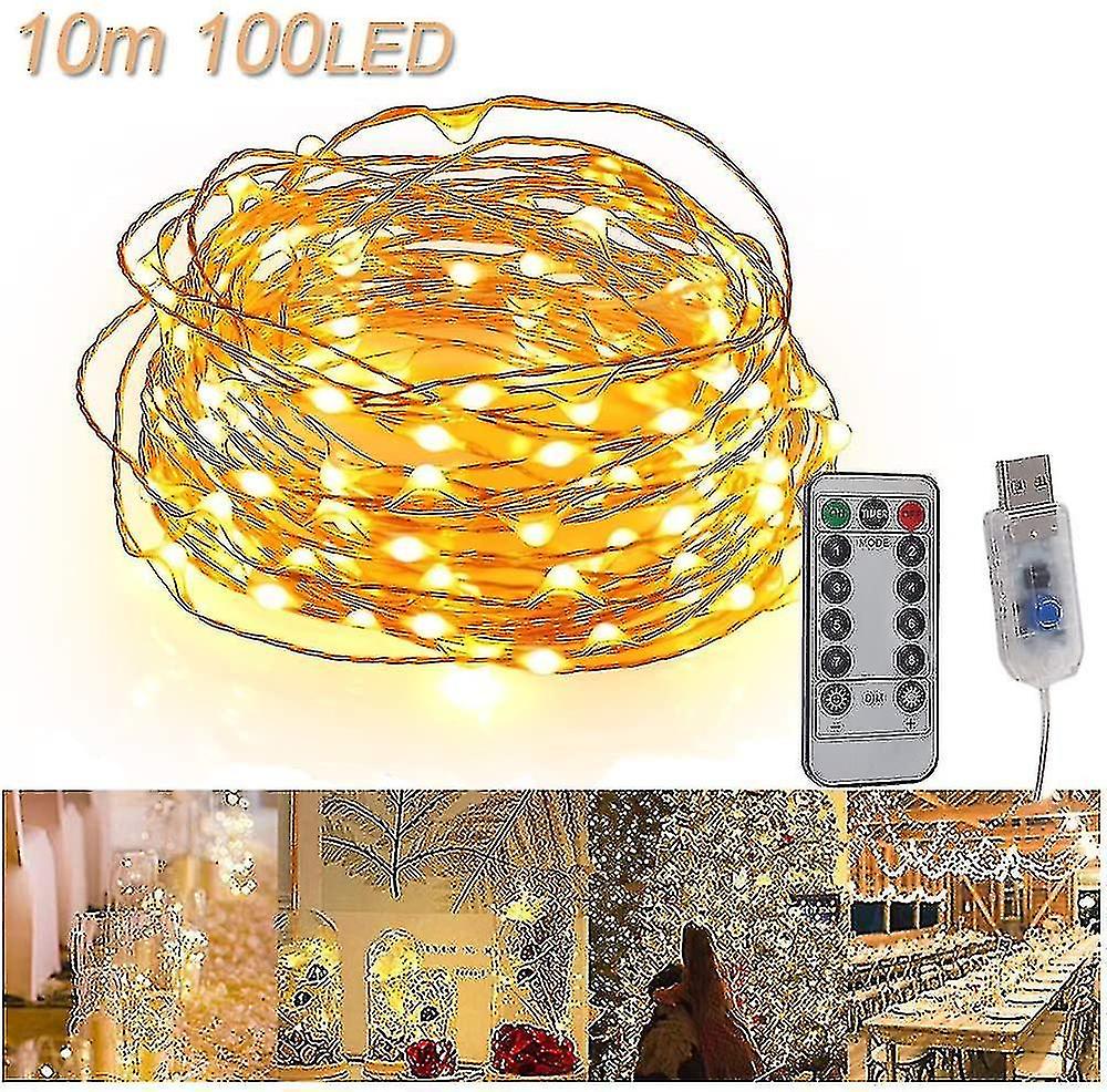 Usb Led String Lights 10m 100 Led Copper Wire Remote Control Waterproof Ip65 Mood Lights String Ligh