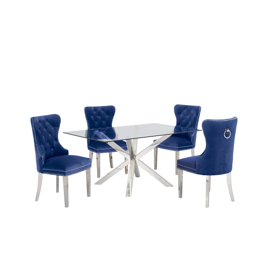 Best Quality Furniture 5 piece Dining Set With Glass Table