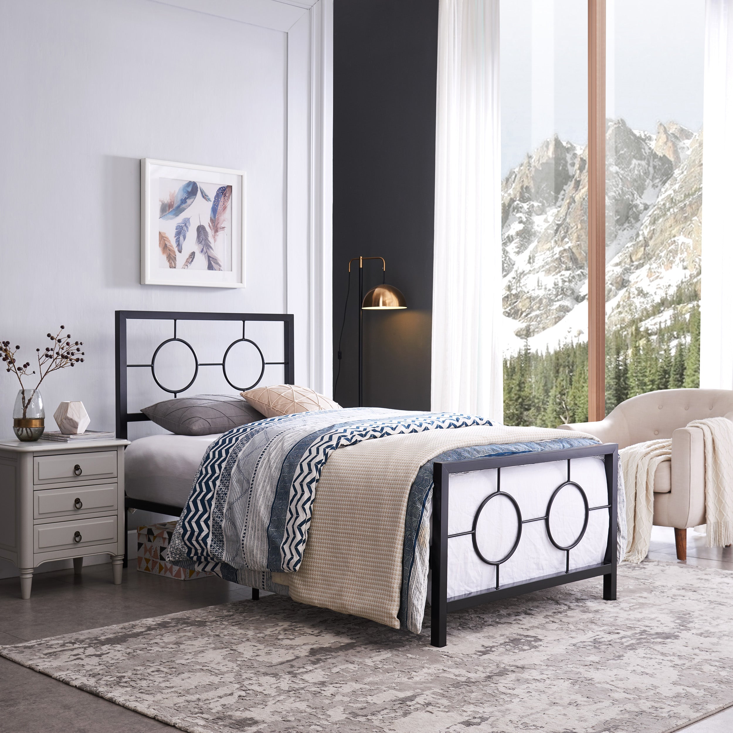 Doris Modern Iron Twin Bed