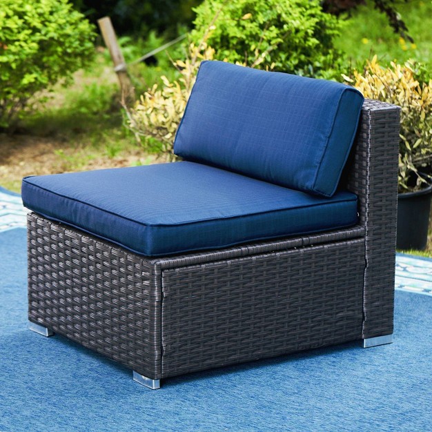 4pc Patio Wicker Sectional Set Navy Captiva Designs