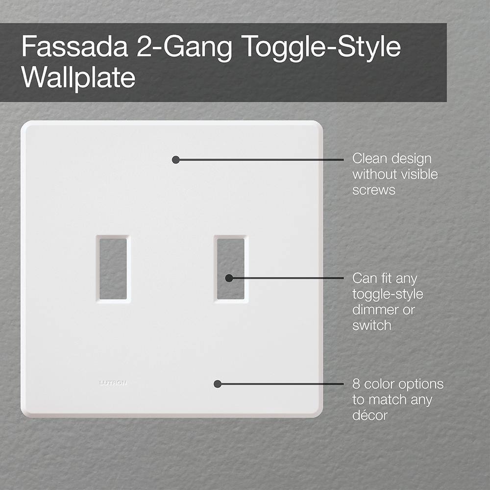 Lutron Fassada 2 Gang Toggle Switch Cover Plate for Dimmers and Switches White (FG-2B-WH) FG-2B-WH