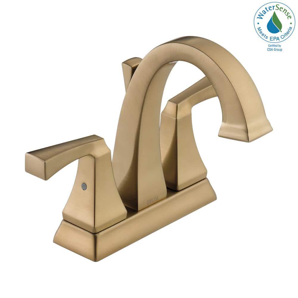 Delta Dryden 4 in Centerset 2Handle Bathroom Faucet with Metal Drain Assembly in Champagne Bronze