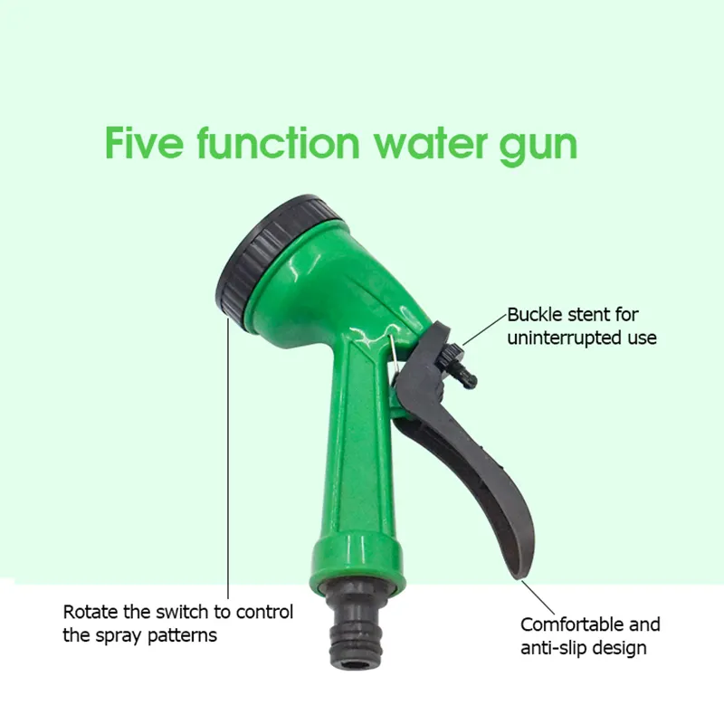 High Quality Expandable Garden hose 5 patterns spray nozzle gun promotion garden watering hose nozzle   Factory supply of goods