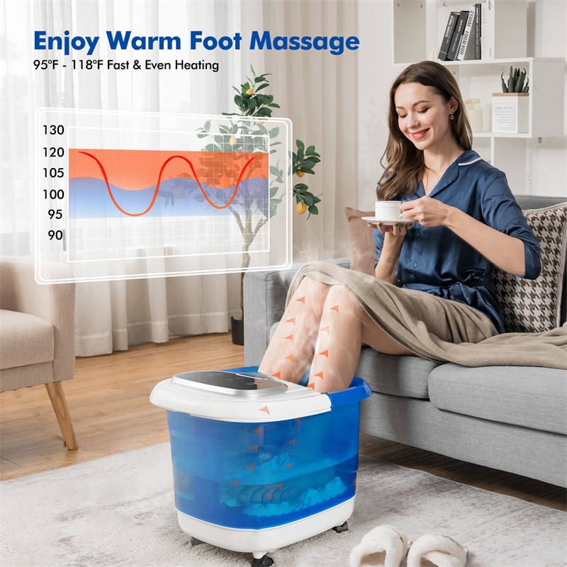 Portable Foot Spa Bath Motorized Massager with Heat Function Water Shower Shiatsu Massage Balls Time & Temper Control