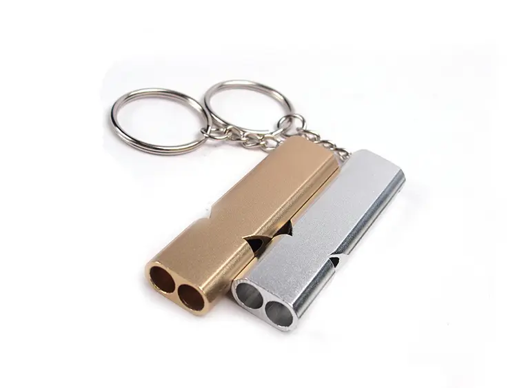 Double frequency Gold/Sliver Emergency EDC Survival Whistle Keychain Aerial Aluminum oy Camping Hiking Accessory Tool