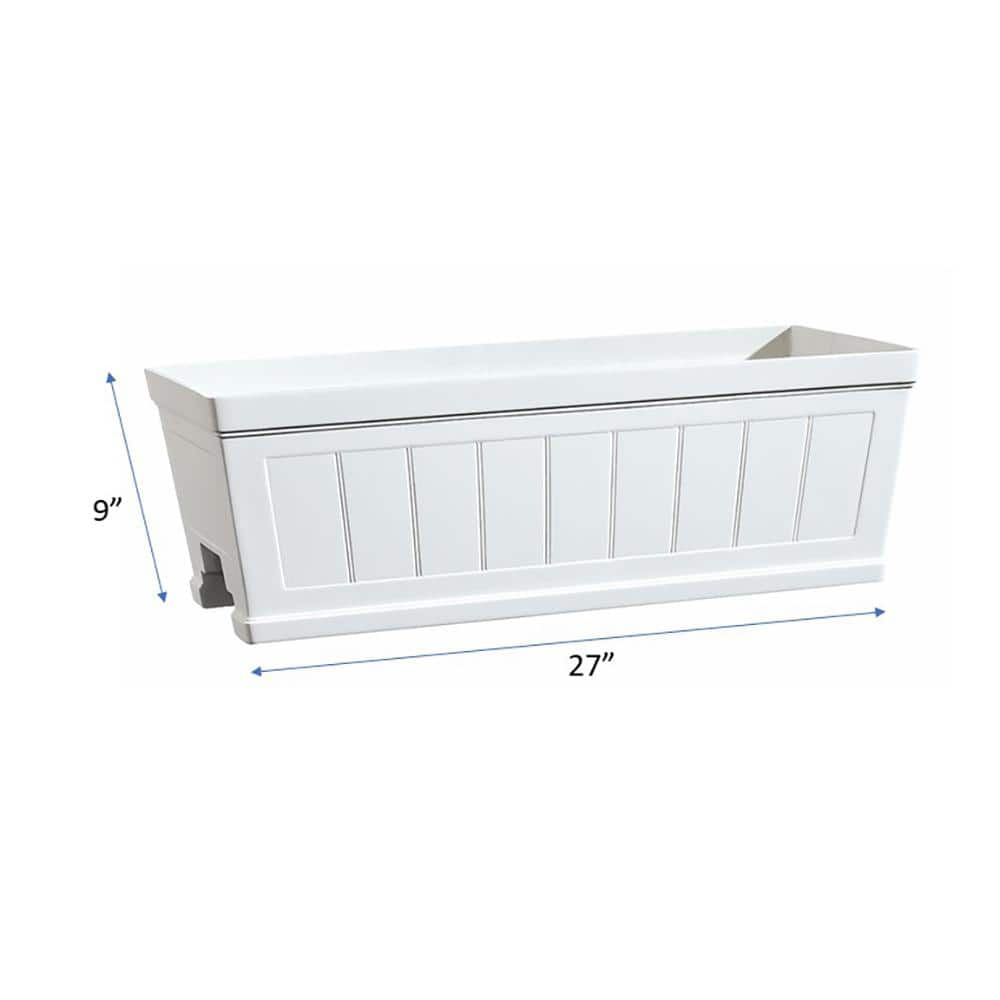 Hanover 27 in. White Resin Beadboard Deck Rail Planter HD1116-089