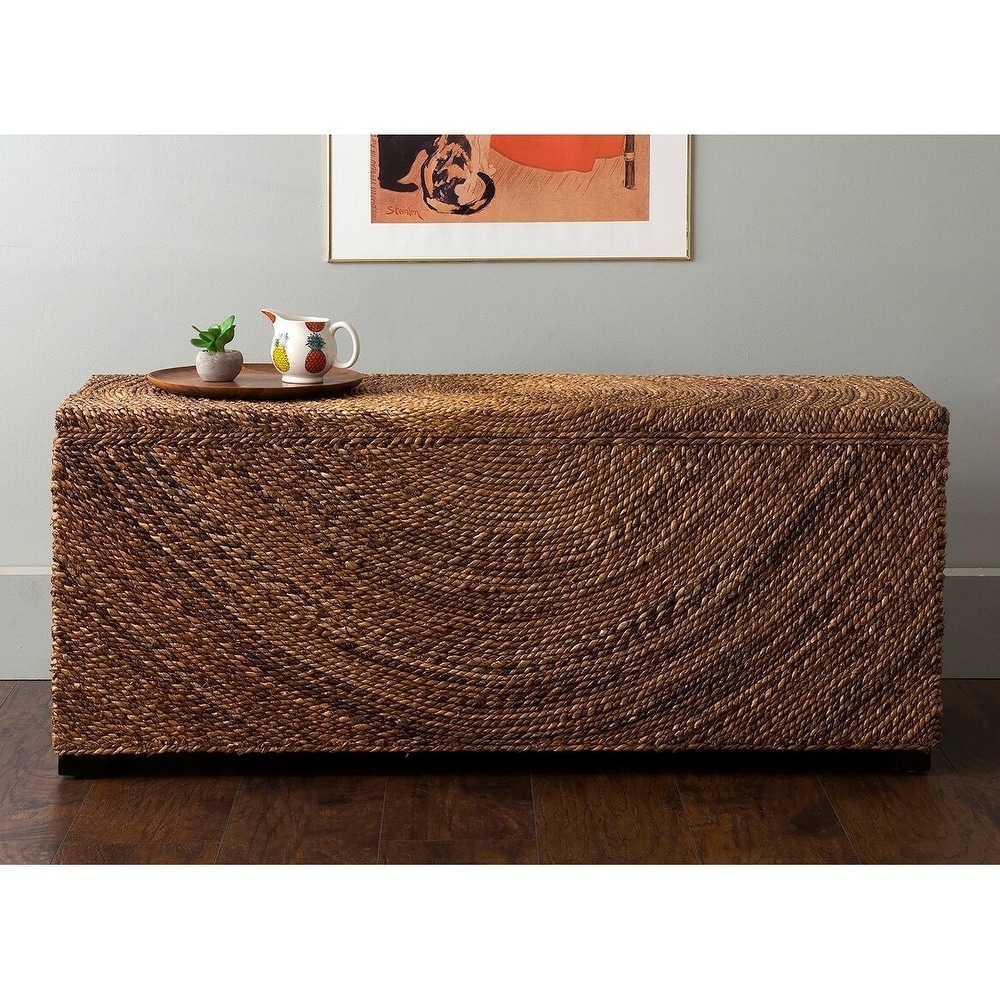 East at Main Natrural Woven Abaca Rattan Storage Bench