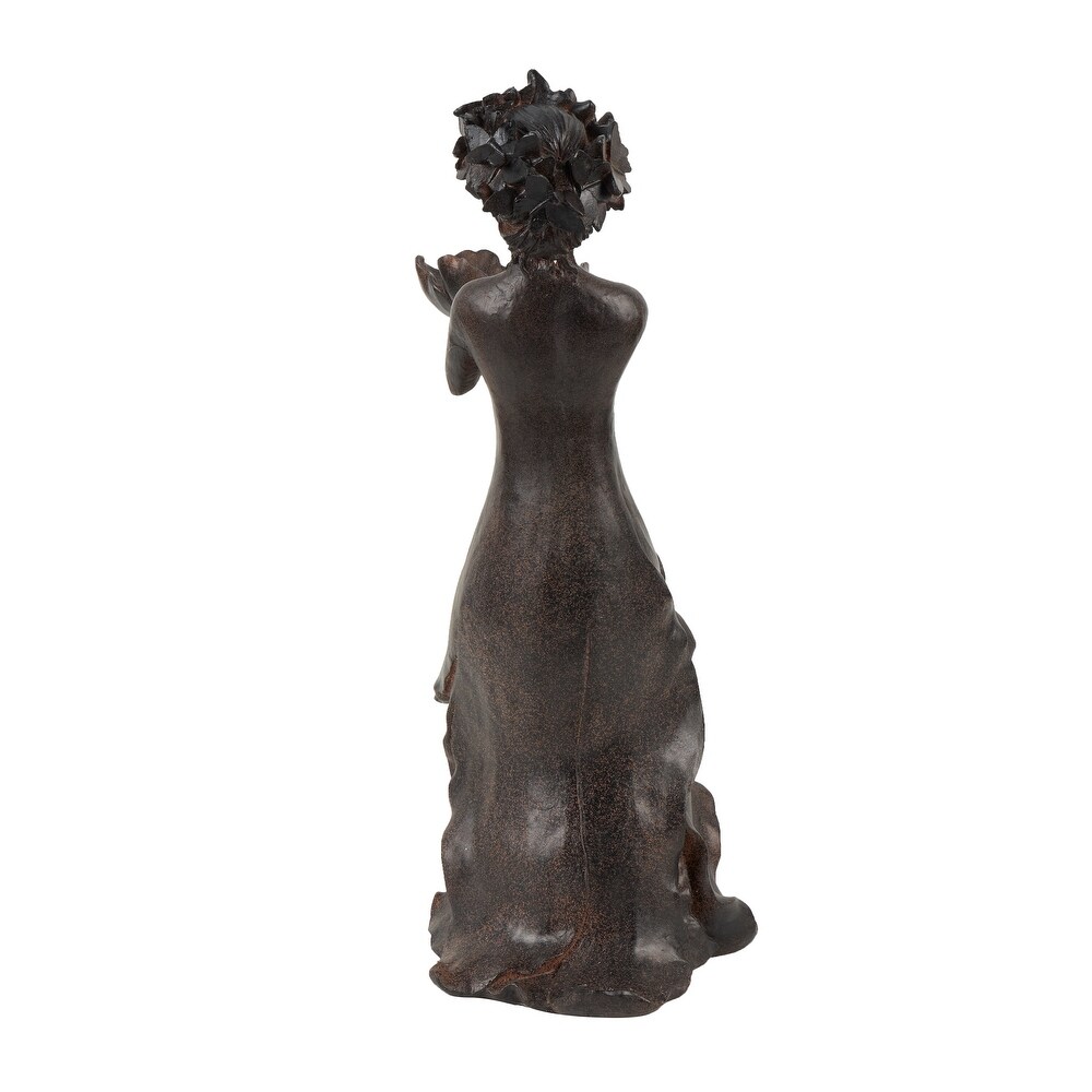 Dark Gray Resin Woman Sculpture