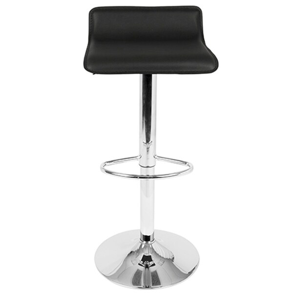 Lumisource Ale Contemporary Adjustable Barstool in Black PU Leather - Set of 2 - 16