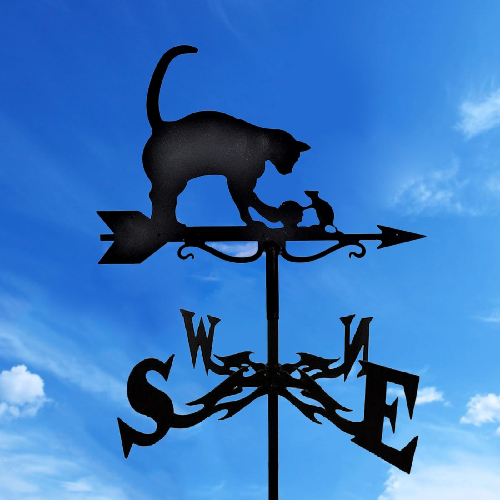 Metal Weathervane Roof Mount Classic Black Weather Vane Ornament for Garage Cupola and Rat