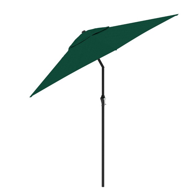 9 x27 X 9 x27 Steel Market Polyester Patio Umbrella With Crank Lift And Push button Tilt Hunter Green Astella