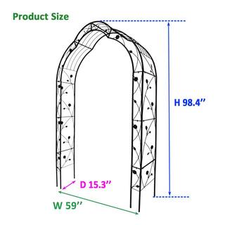 Sudzendf 98 .40 in. Black Metal Outdoor Garden Arbor Trellis with 8 Styles TN322E416