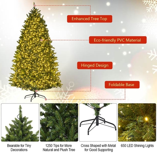 Gymax 6ft Prelit LED Light Christmas Fir Tree w/8 Flash Modes Patio