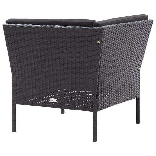 3 Piece Garden Lounge Set with Cushions Poly Rattan Black - Overstock - 35107810