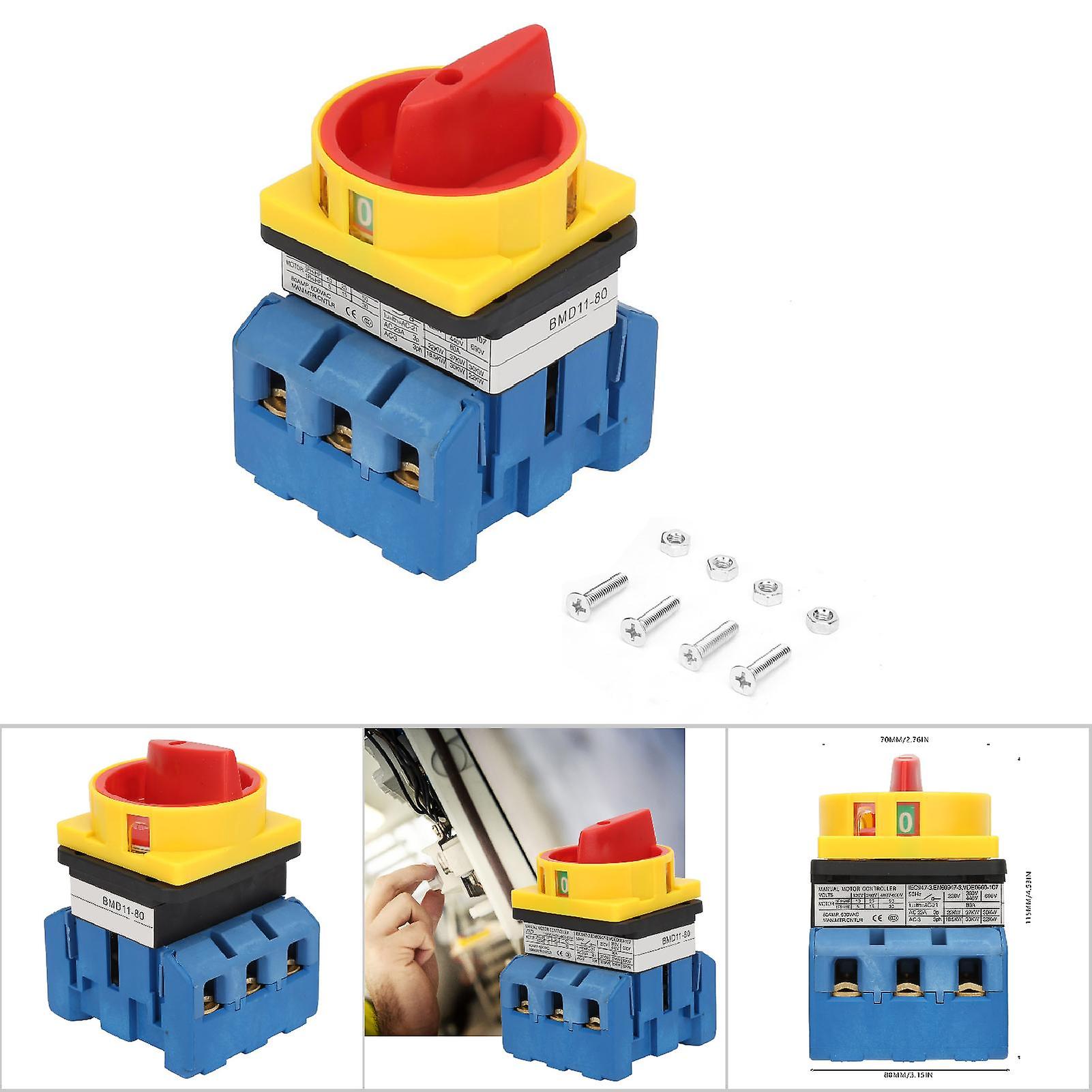 80a/100a Load Circuit Breaker Switch 3-pole 2-position Rotary Cam On Off Power Switch (80a)