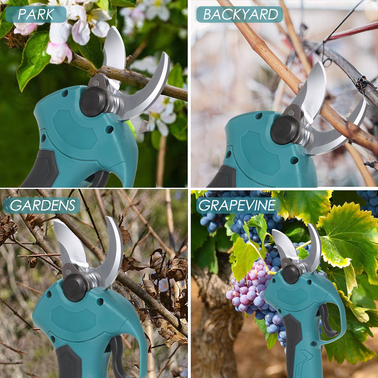 21V Brushless Cordless Electric Pruning Shears 1Pack Backup Rechargeable 2000mah Lithium Battery Powered Tree Branch Pruner Garden Clippers 10~30mm Cutting Diameter 4 Gear Adjustable