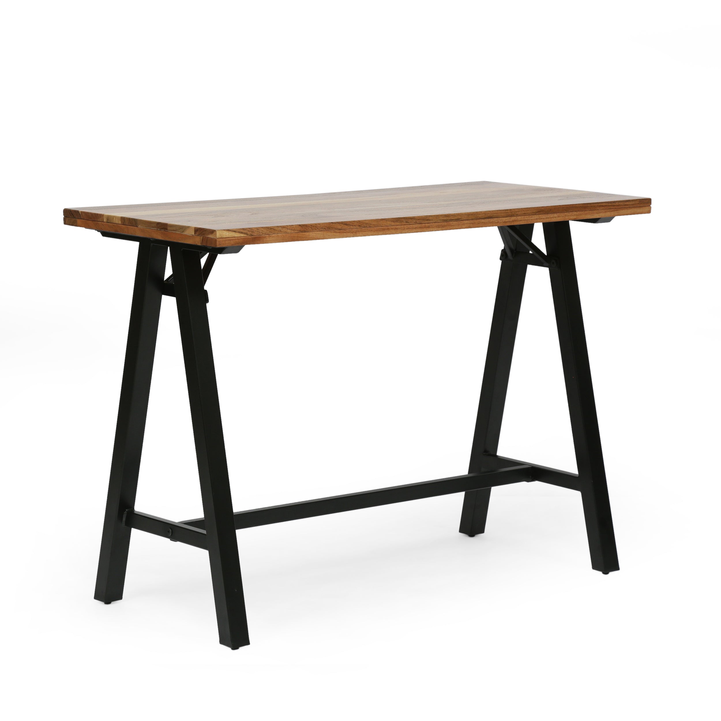 Wilhoit Shurley Modern Industrial Handcrafted Acacia Wood Desk, Natural and Black