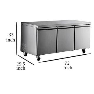 Cooler Depot 72 in. W 15.5 cu. ft. Commercial Under Counter Refrigerator Cooler in Stainless Steel DXXUUC72R