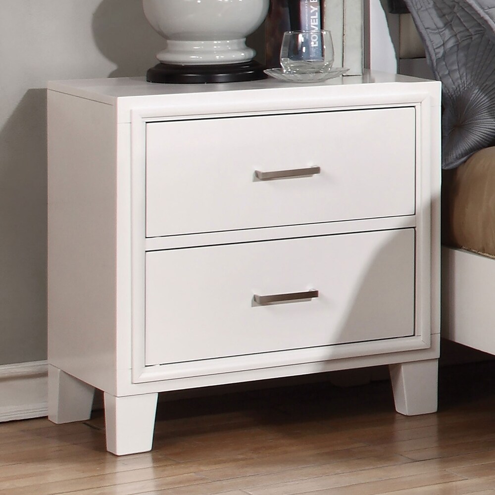 2 Drawers Wood Nightstand