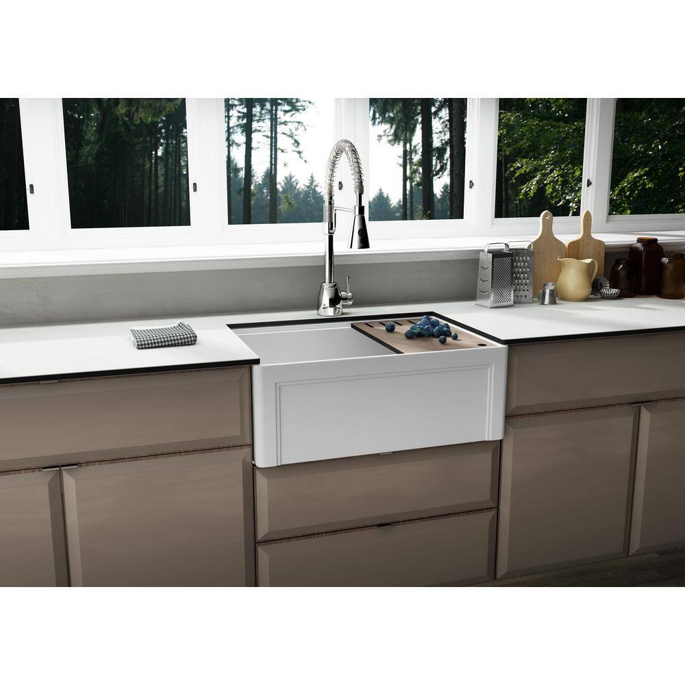 Empire Industries Derby Fireclay 27 in. Single Bowl Farmhouse Kitchen Sink with workstation DER27