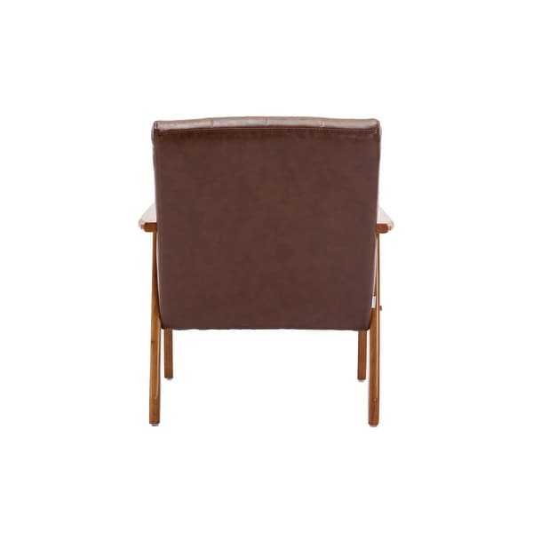 SEYNAR Mid-Century Modern PU Leather Accent Armchair with Rubberwood Frame