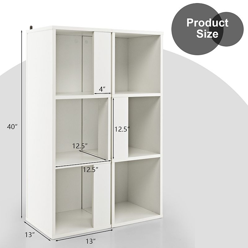 3-Tier 6 Cube Freestanding Bookcase with Anti-toppling Device