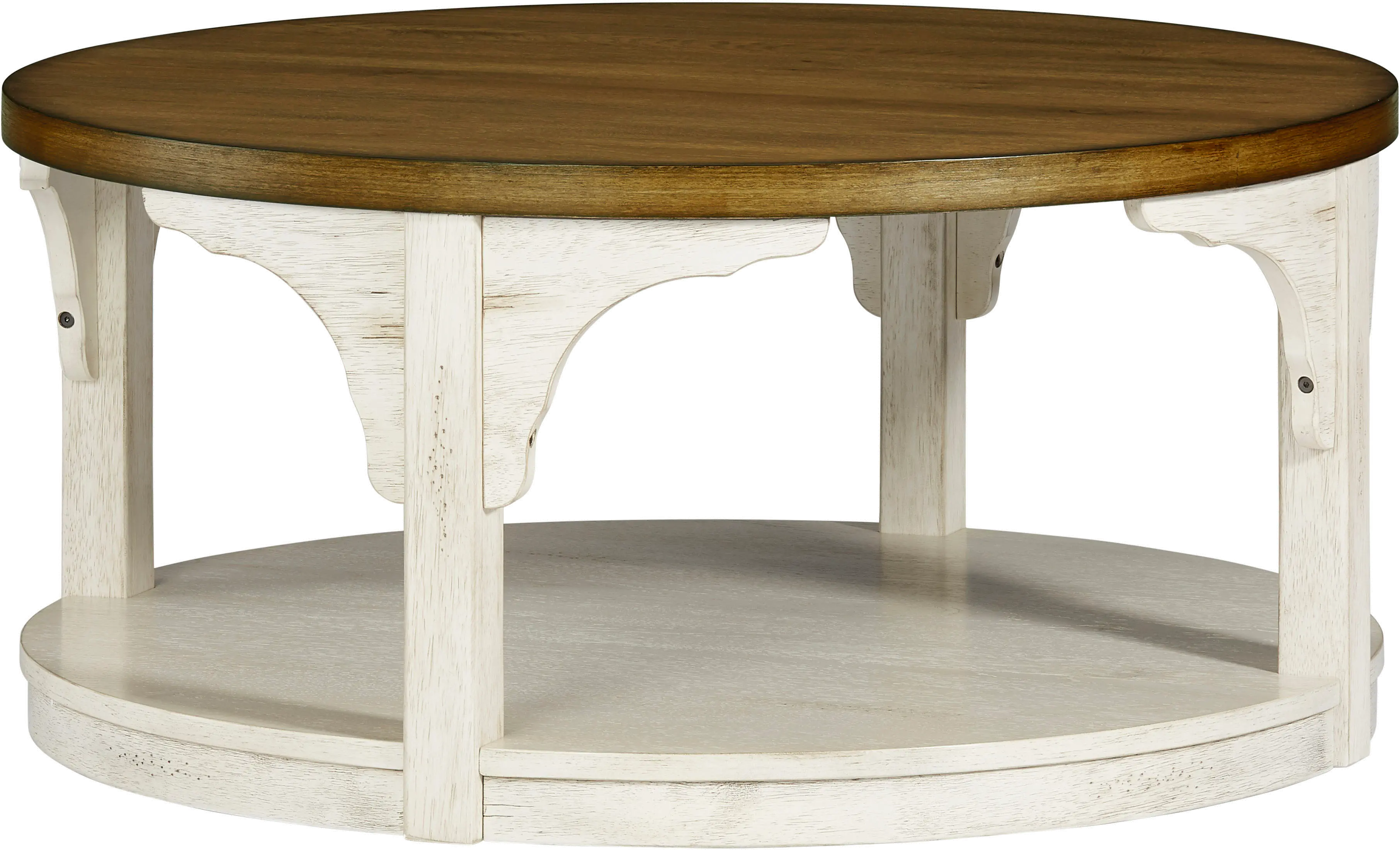 Wellington Place Oak and Antique White Round Coffee Table