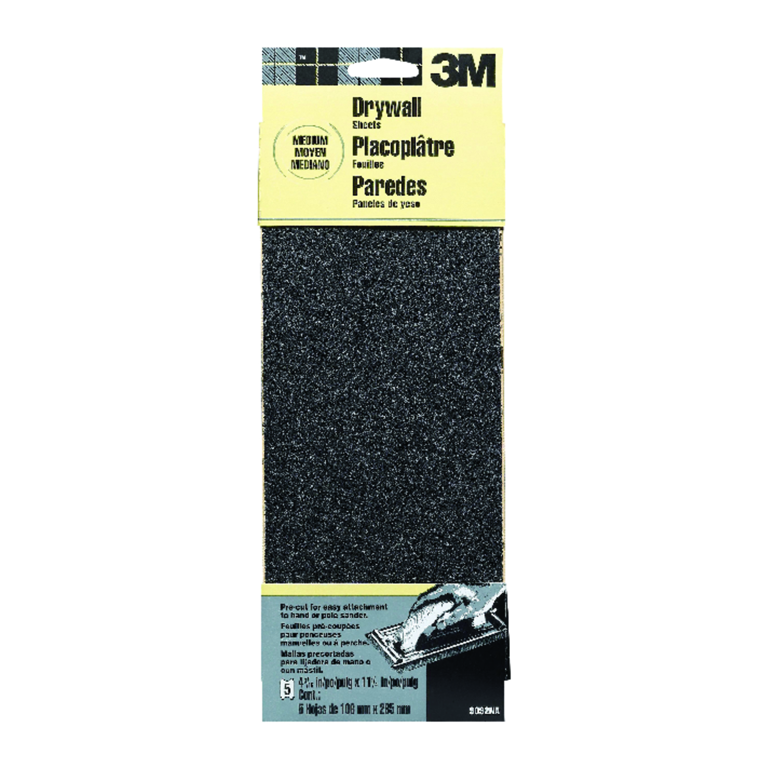 3M 11-1/4 in. L X 4-3/16 in. W 100 Grit Silicon Carbide Sandpaper 5 pk