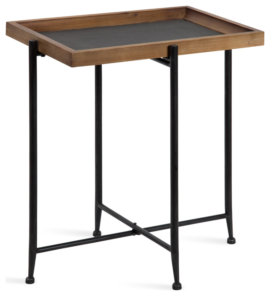 Macabe Wood and Iron Accent Table  Rustic Brown/Black 19.75x13.5x23.25   Industrial   Side Tables And End Tables   by Uniek Inc.  Houzz