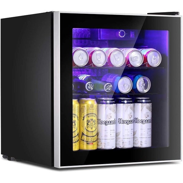 18 Bottle 70 Can Wine Cooler/Cabinet Beverage Refrigerator Small Mini Fridge Clear Front Glass Door - 1.6 CU FT