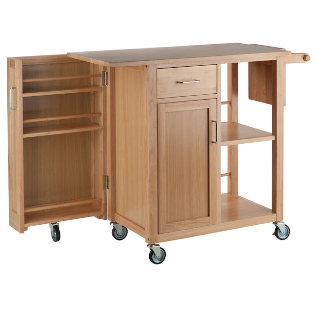 Winsome Wood 89443 Wood Base with Wood Top Rolling Kitchen Cart (18.98-in x 42.52-in x 35.63-in)