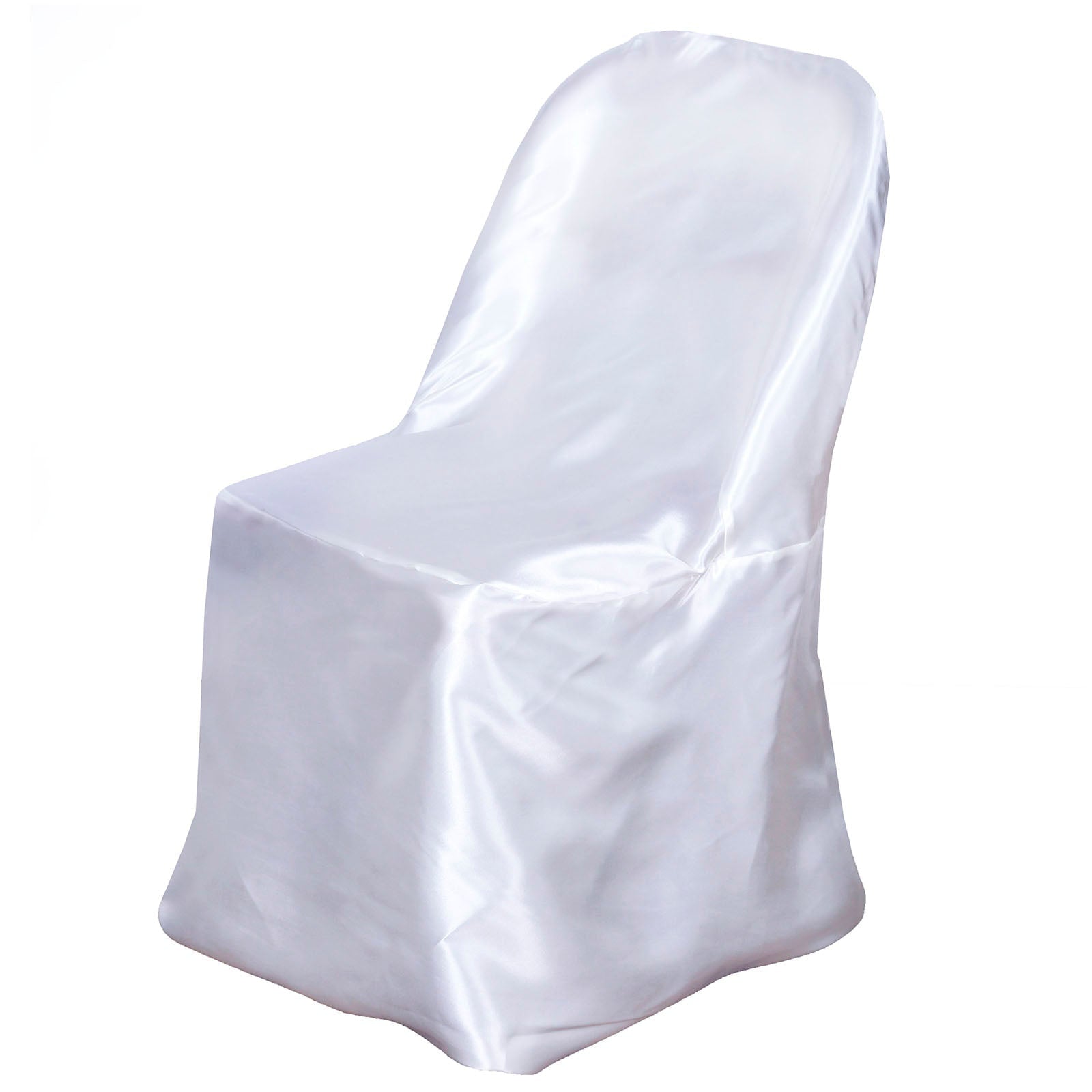 Efavormart 100 PCS White Shinny Satin Folding Chair Covers Dinning Event Slipcover For Wedding Party Banquet Catering