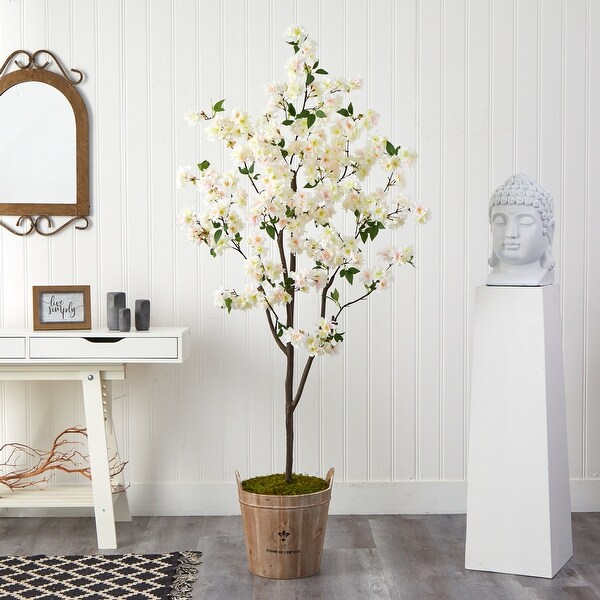 6' Cherry Blossom Artificial Tree in Farmhouse Planter