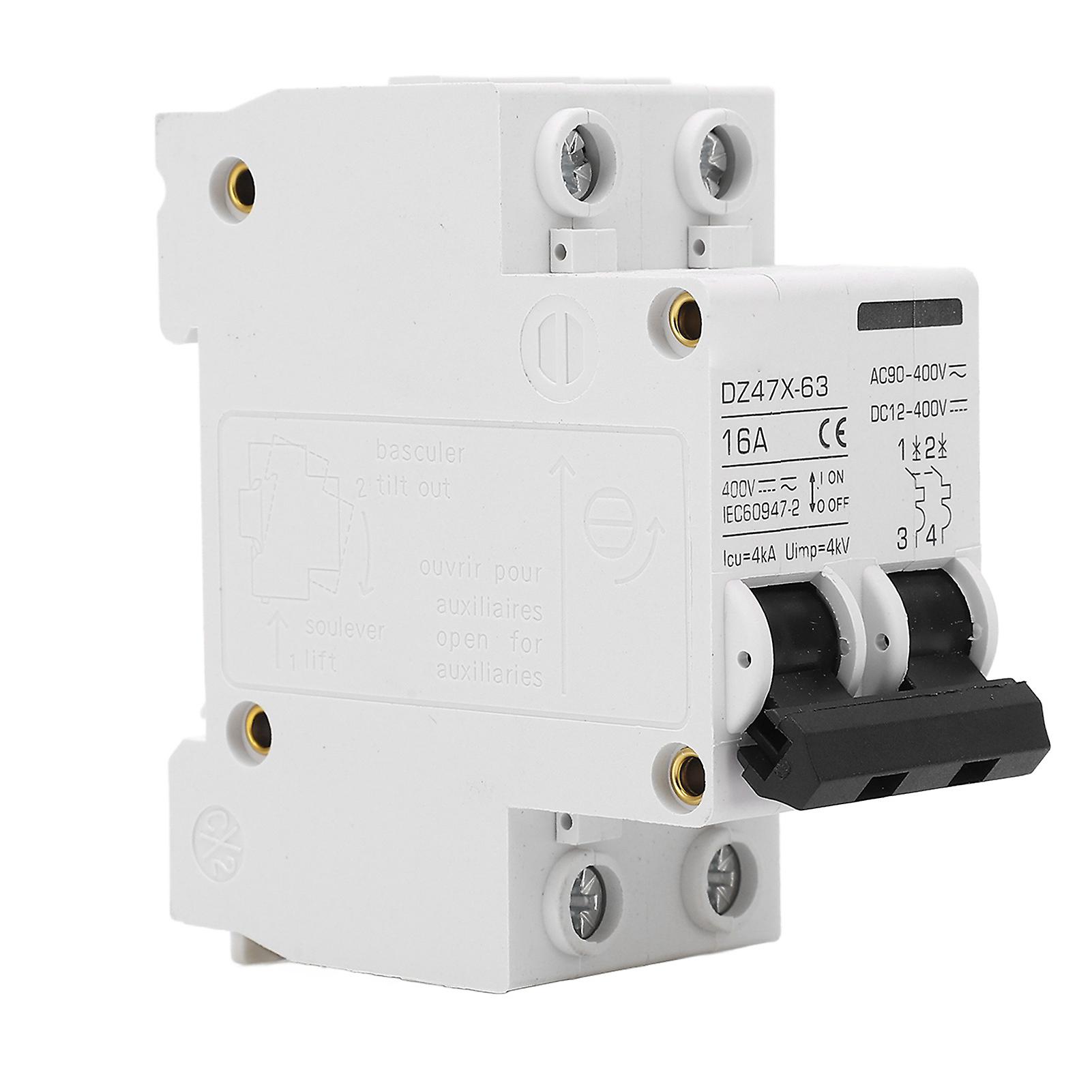 2P Mini DC AC Circuit Breaker 4000A Breaking Capacity Pa66 Small Circuit Breaker 16A 400V