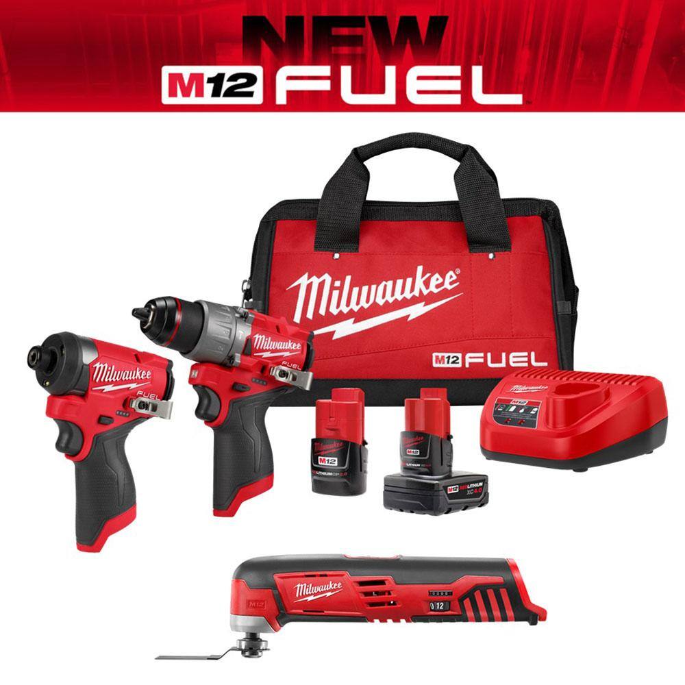 MW M12 FUEL 12-Volt Li-Ion Brushless Cordless Hammer Drill and Impact Driver Combo Kit (2-Tool) with M12 Multi-Tool 3497-22-2426-20