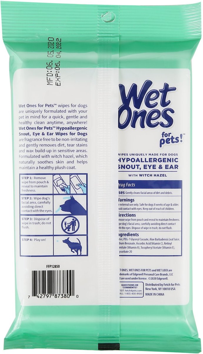 Wet Ones Face Dog Wipes， 30 count