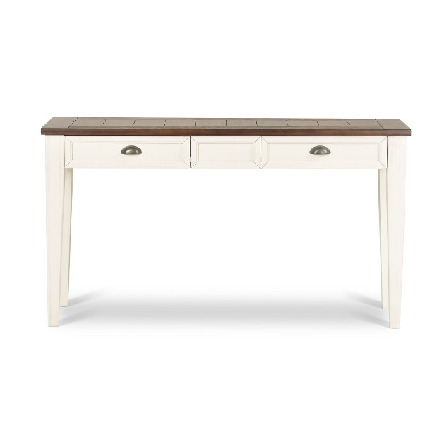 Farmhouse Cayla Sofa Table Dark Oak white Steve Silver Co