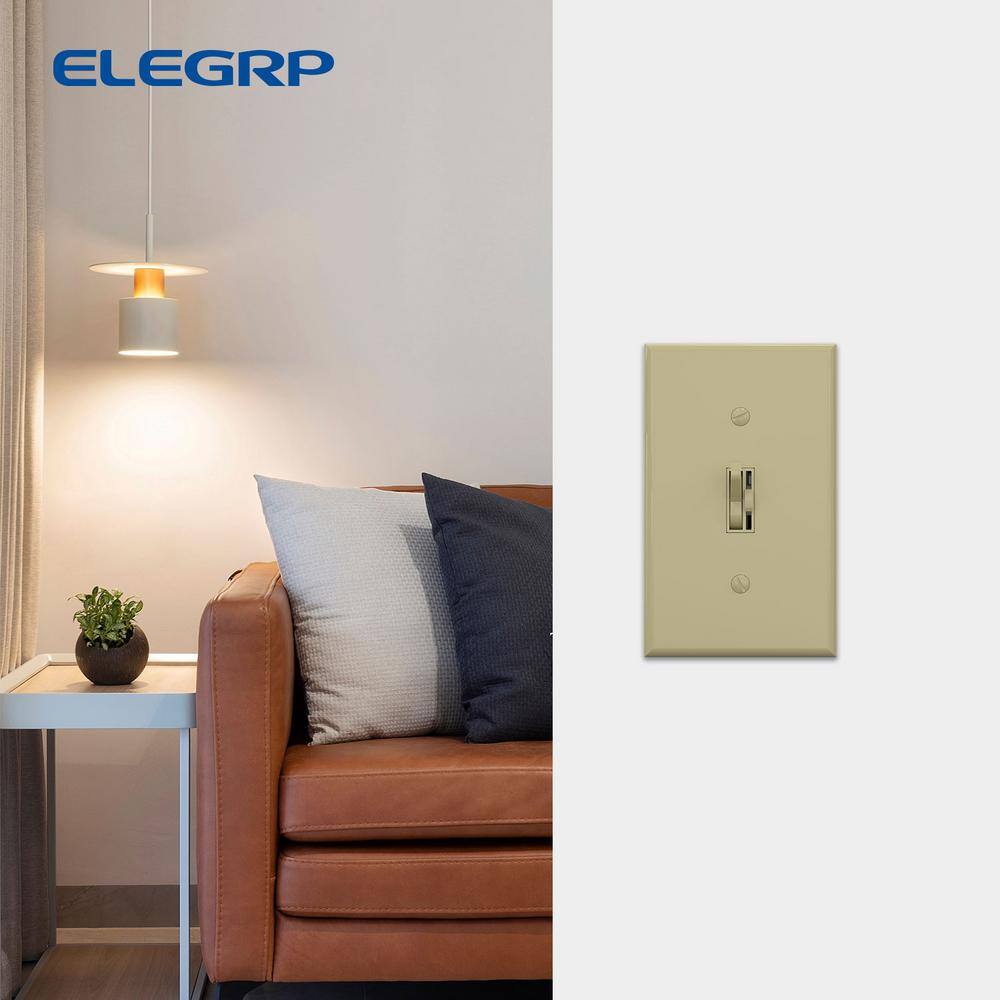 ELEGRP Toggle Dimmer Switch for Dimmable LED CFL and Incandescent Bulbs Single Pole3-Way with Wall Plate Ivory (2-Pack) DM101S-IV2