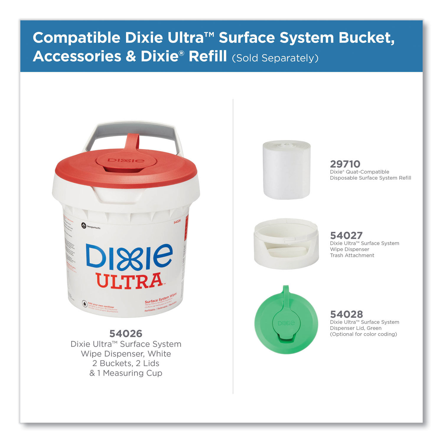 Foodservice Surface System Quat-Compatible Disposable Wipe Refill by Dixieandreg; DXE29710