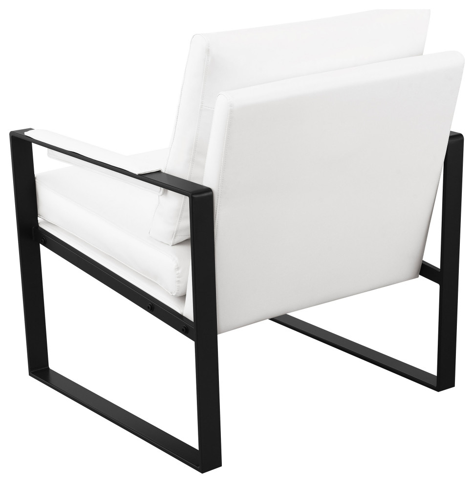 Rosalind Upholstered Track Arms Accent Chair White and Gummetal   Modern   Armchairs And Accent Chairs   by Modon  Houzz