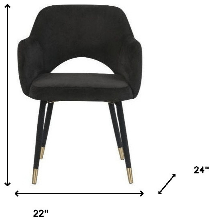 22 quotBlack Velvet And Gold Solid Color Parsons Chair   Midcentury   Dining Chairs   by HomeRoots  Houzz