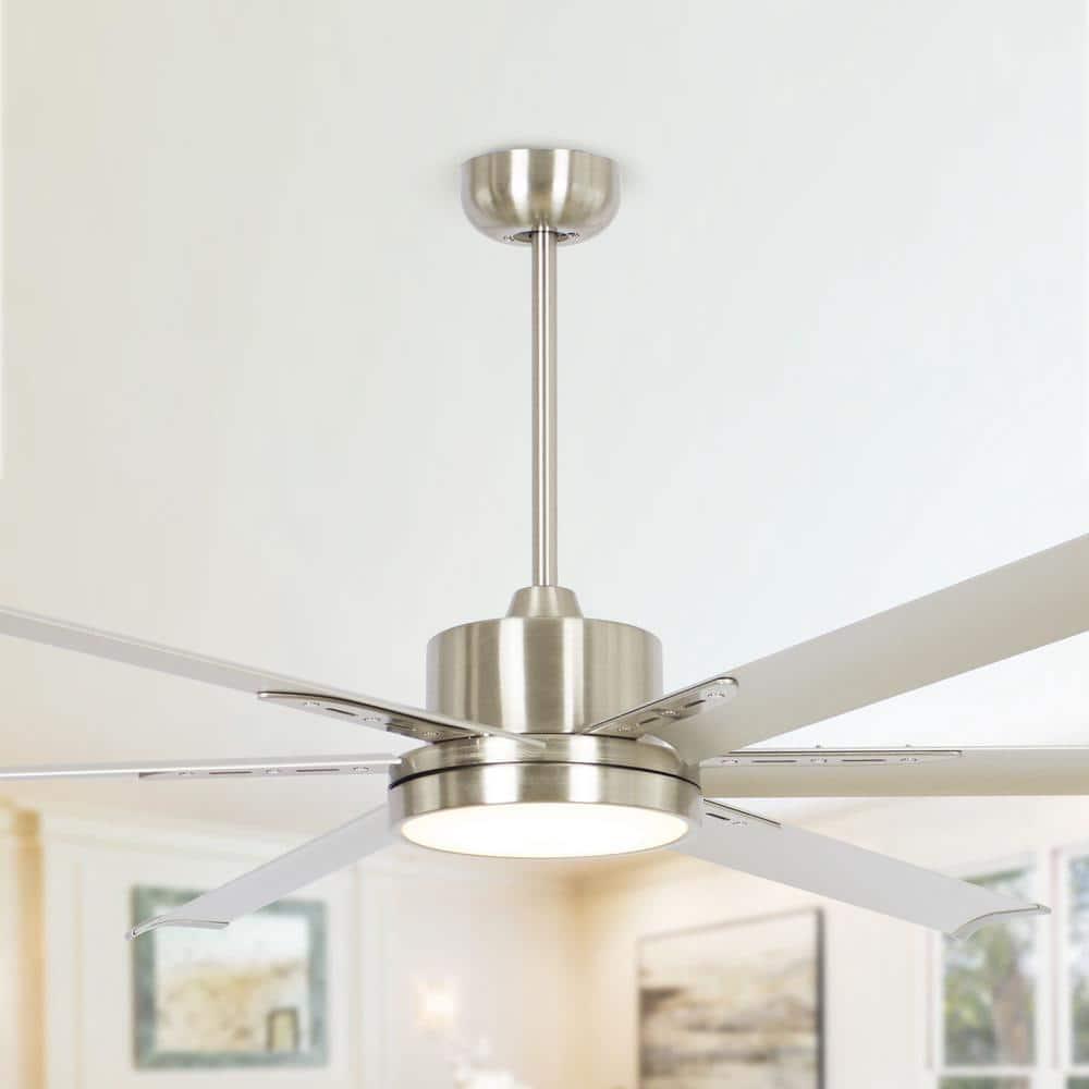 Parrot Uncle Balachandran 65 in Integrated LED Brushed Nickel Ceiling Fan with Light and Remote Control