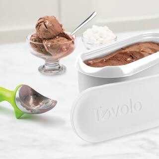 Tovolo Glide-A-Scoop Ice Cream Tub 2.5 Quart Insulated Airtight Reusable Container With Non-Slip Base White 81-18945