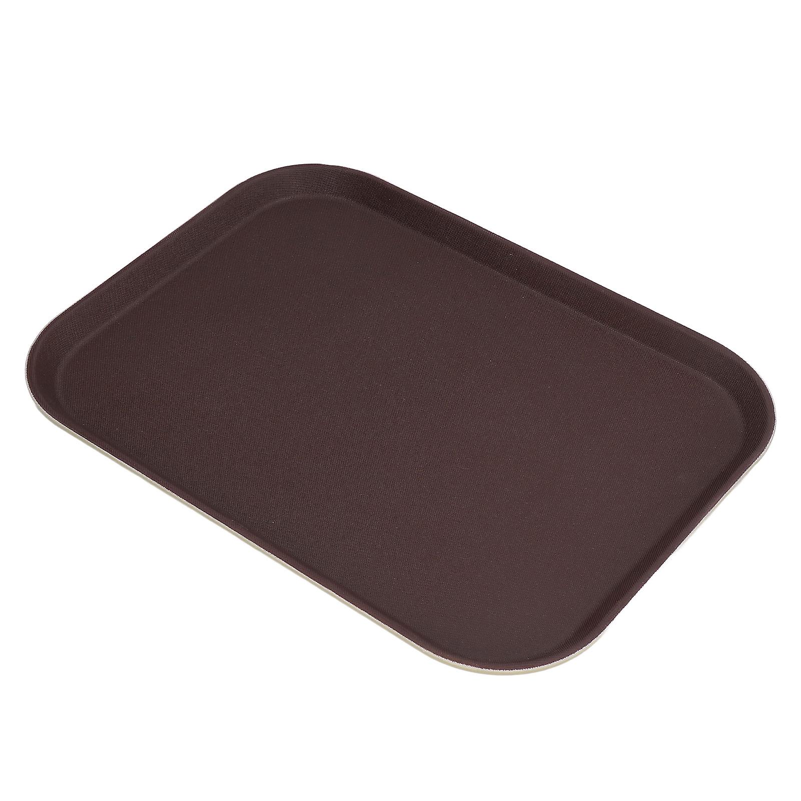 Round Serving Tray Nonslip Rubber Tempered Glass Fiber Heat Resisting Wide Application Round Tray For Restaurant Bar25x35cm Rectangular